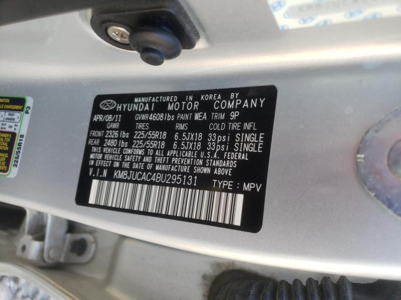Photo 10 from auction – 2011 HYUNDAI TUCSON GLS with VIN KM8JUCAC4BU295131