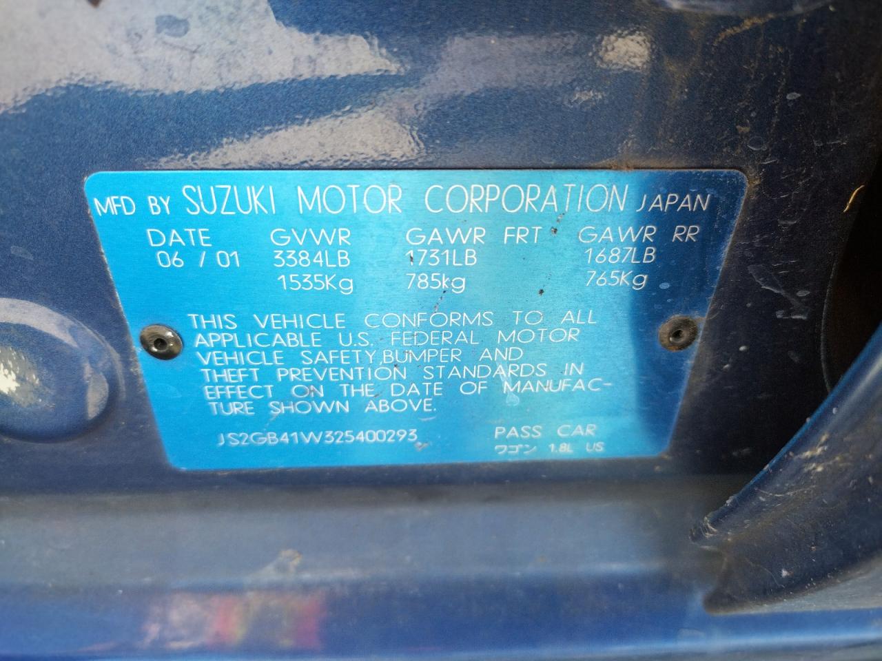 Photo 10 from auction – 2002 SUZUKI ESTEEM GL with VIN JS2GB41W325400293