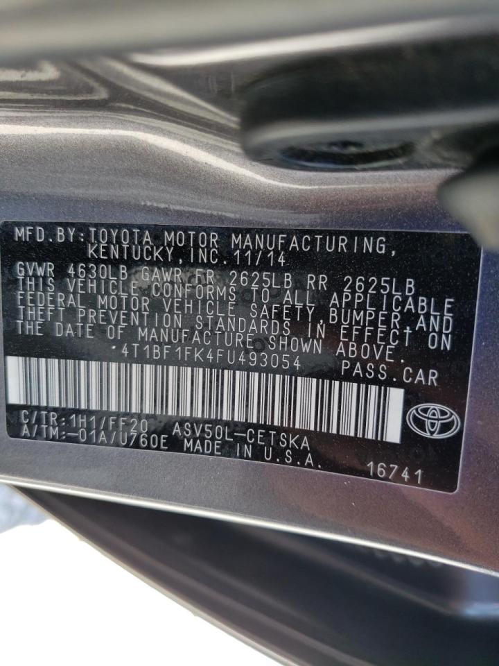 Photo 10 from auction – 2015 TOYOTA CAMRY LE with VIN 4T1BF1FK4FU493054