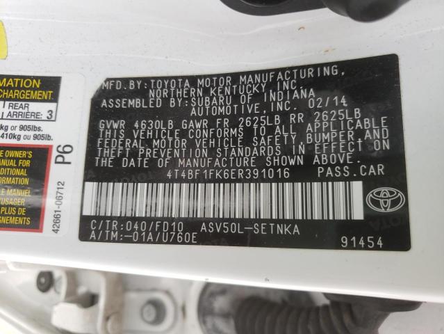 Photo 10 from auction – 2014 TOYOTA CAMRY L with VIN 4T4BF1FK6ER391016