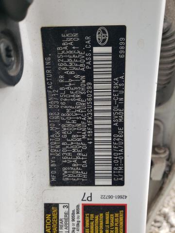 Photo 10 from auction – 2012 TOYOTA CAMRY BASE with VIN 4T1BF1FK3CU560299