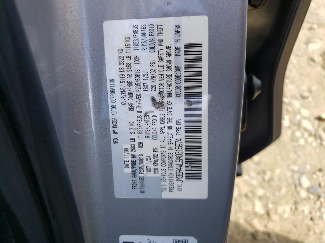 Photo 10 from auction – 2010 MAZDA CX-7 with VIN JM3ER4WL9A0315974