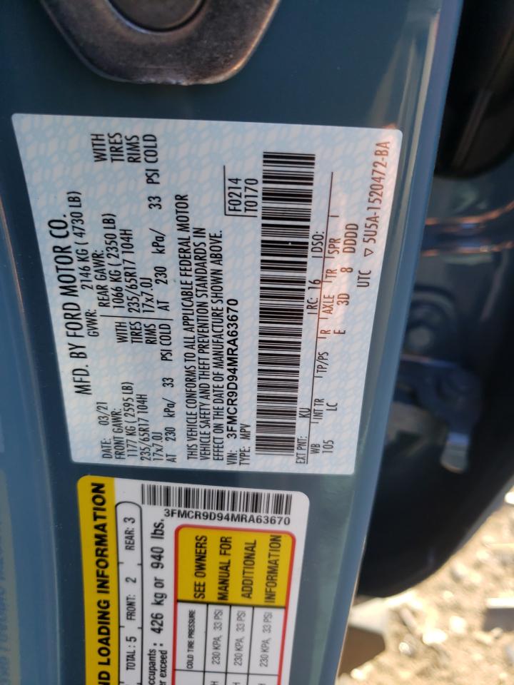 Photo 10 from auction – 2021 FORD BRONCO SPO with VIN 3FMCR9D94MRA63670