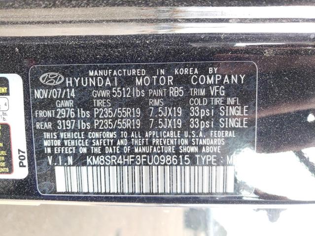 Photo 10 from auction – 2015 HYUNDAI SANTA FE G with VIN KM8SR4HF3FU098615