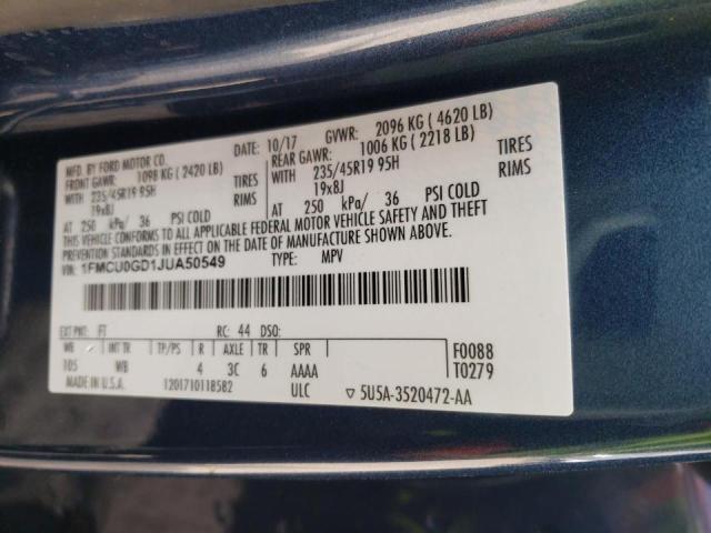 Photo 10 from auction – 2018 FORD ESCAPE SE with VIN 1FMCU0GD1JUA50549