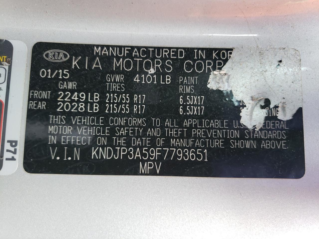 Photo 10 from auction – 2015 KIA SOUL + with VIN KNDJP3A59F7793651