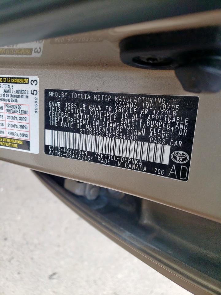 Photo 10 from auction – 2006 TOYOTA COROLLA CE with VIN 2T1BR32E96C594000