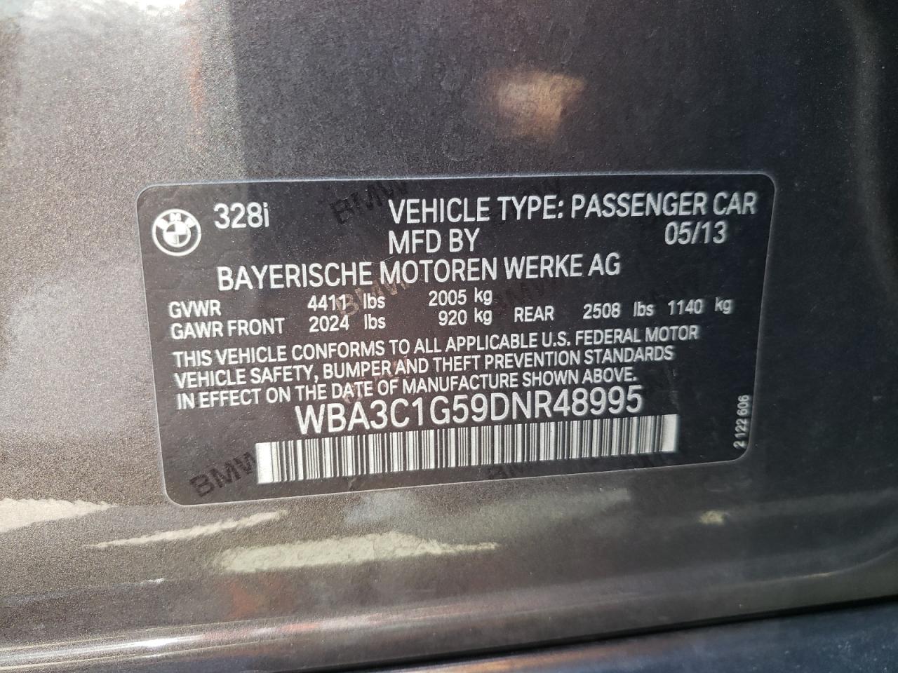 Photo 10 from auction – 2013 BMW 328 I SULE with VIN WBA3C1G59DNR48995
