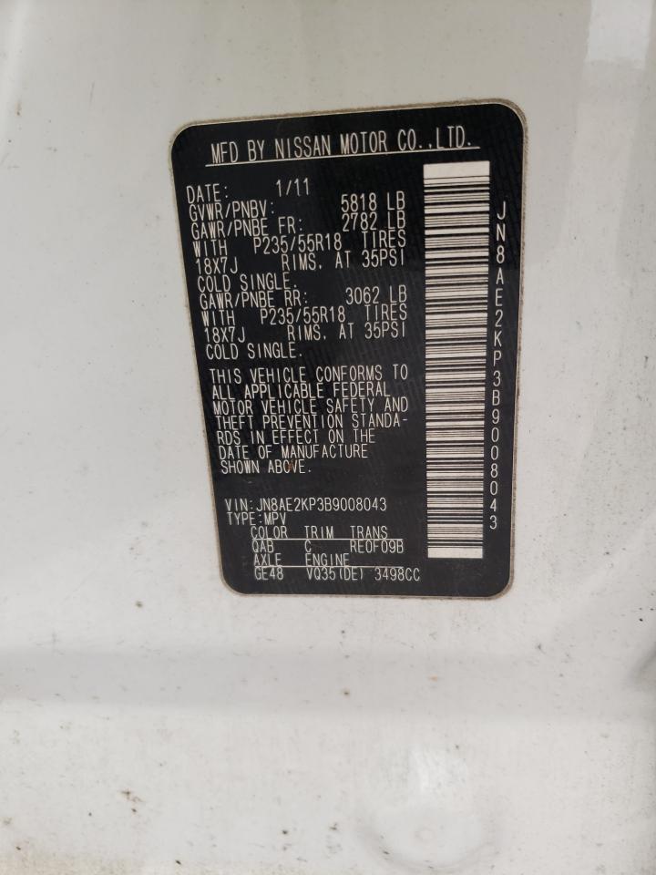 Photo 10 from auction – 2011 NISSAN QUEST S with VIN JN8AE2KP3B9008043