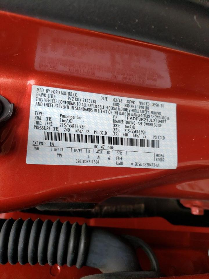 Photo 10 from auction – 2018 FORD FOCUS SE with VIN 1FADP3K21JL310497