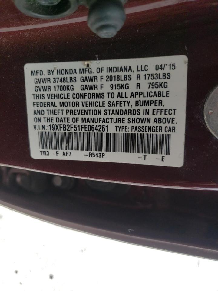 Photo 10 from auction – 2016 HONDA CIVIC with VIN 19XFB2F51FE064261