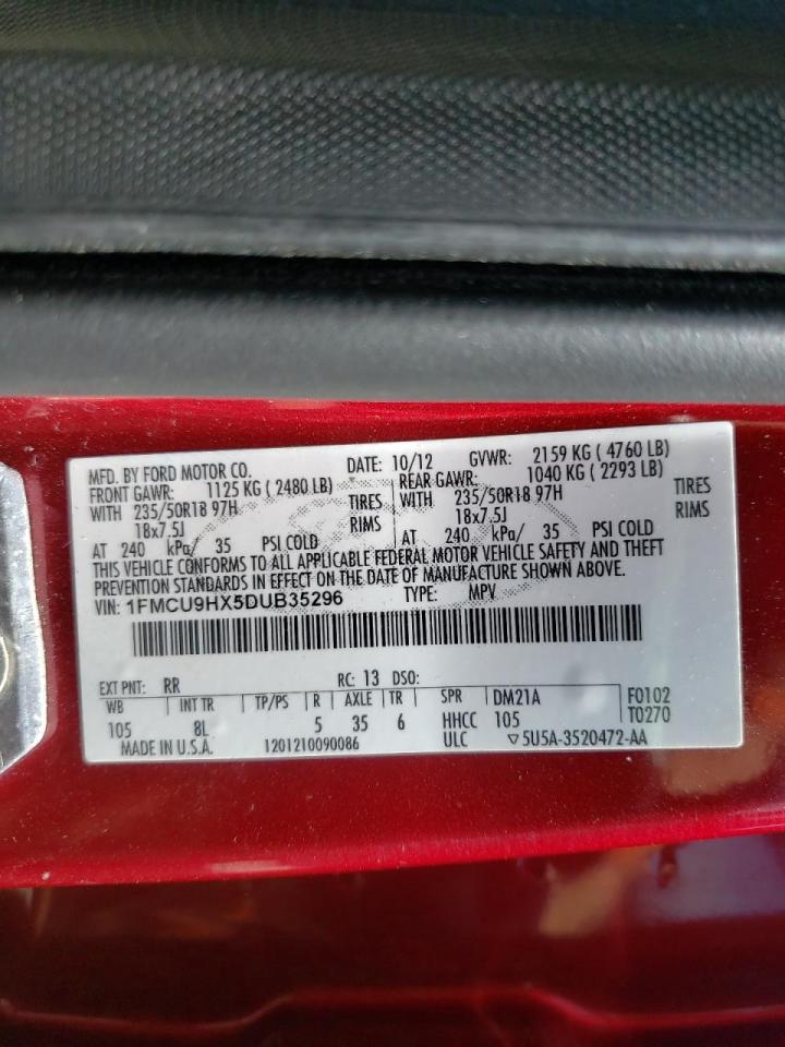 Photo 10 from auction – 2013 FORD ESCAPE SEL with VIN 1FMCU9HX5DUB35296