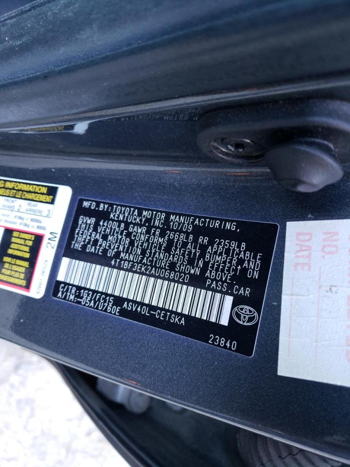 Photo 10 from auction – 2010 TOYOTA CAMRY BASE with VIN 4T1BF3EK2AU068020