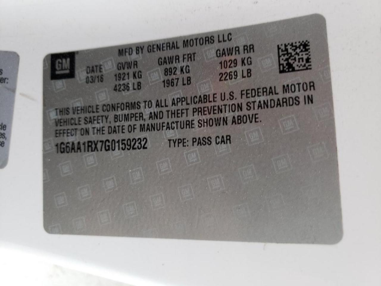 Photo 10 from auction – 2016 CADILLAC ATS with VIN 1G6AA1RX7G0159232
