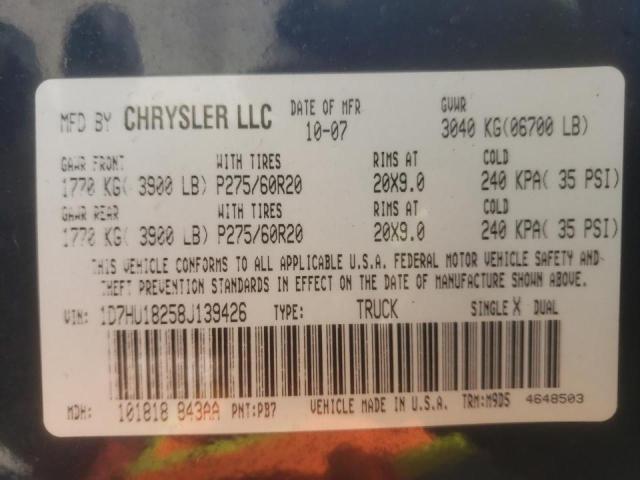 Photo 10 from auction – 2008 DODGE RAM 1500 S with VIN 1D7HU18258J139426