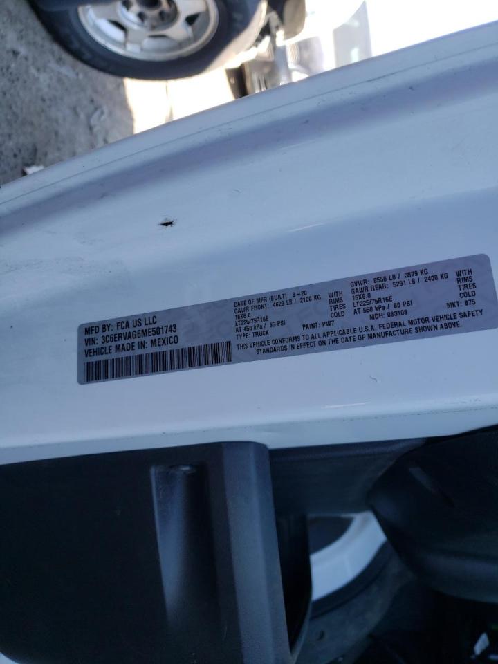 Photo 10 from auction – 2021 RAM PROMASTER with VIN 3C6ERVAG6ME501743