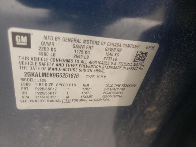 Photo 10 from auction – 2016 GMC TERRAIN SL with VIN 2GKALMEK9G6251876