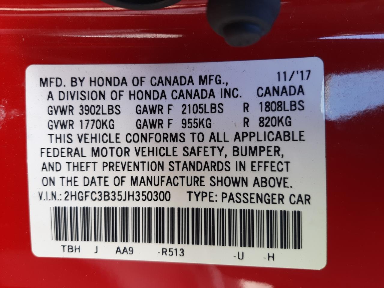 Photo 10 from auction – 2018 HONDA CIVIC EX with VIN 2HGFC3B35JH350300