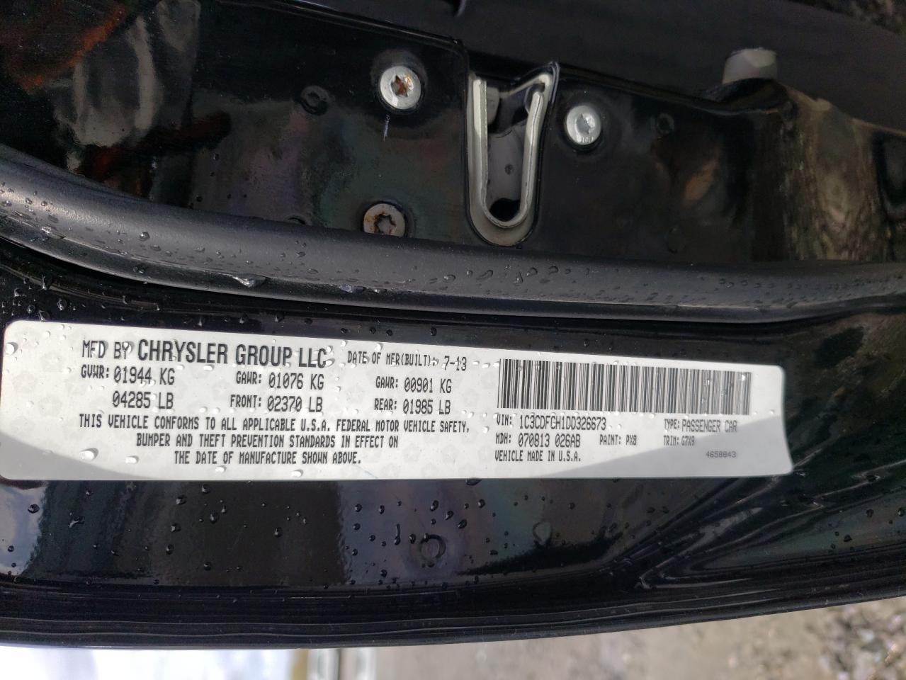 Photo 10 from auction – 2013 DODGE DART LIMIT with VIN 1C3CDFCH1DD326673
