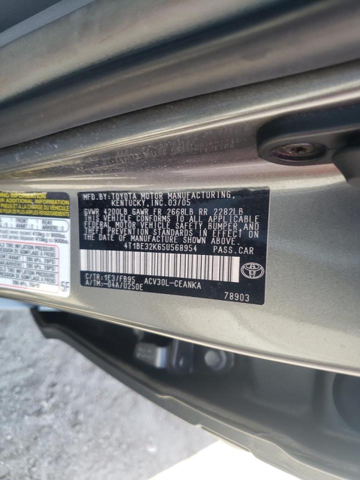 Photo 10 from auction – 2005 TOYOTA CAMRY LE with VIN 4T1BE32K65U568954