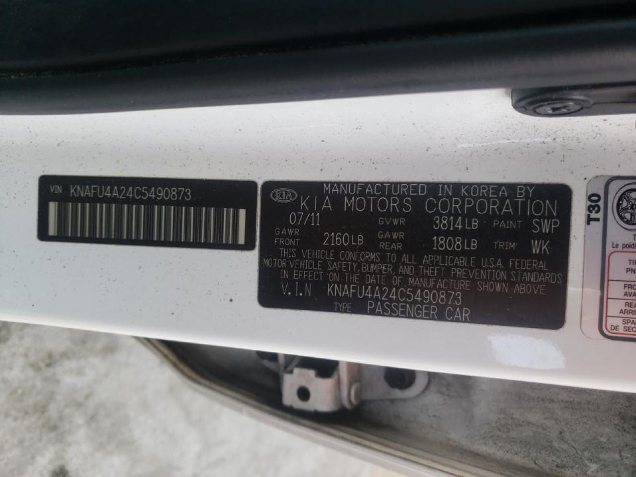 Photo 10 from auction – 2012 KIA FORTE EX with VIN KNAFU4A24C5490873