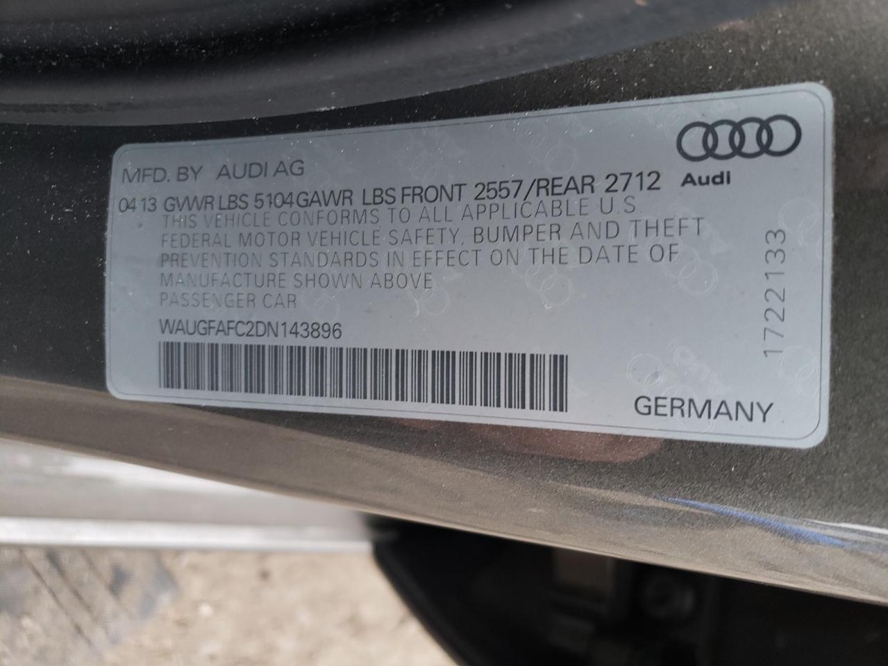 Photo 10 from auction – 2013 AUDI A6 PREMIUM with VIN WAUGFAFC2DN143896