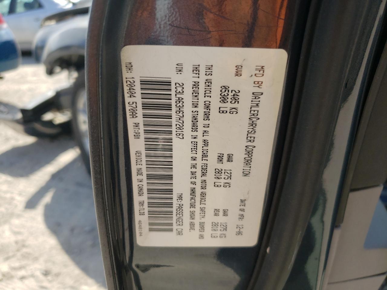 Photo 10 from auction – 2007 CHRYSLER 300C with VIN 2C3LA63H67H720167