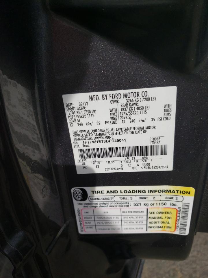 Photo 10 from auction – 2013 FORD F150 SUPER with VIN 1FTFW1ET8DFD49041
