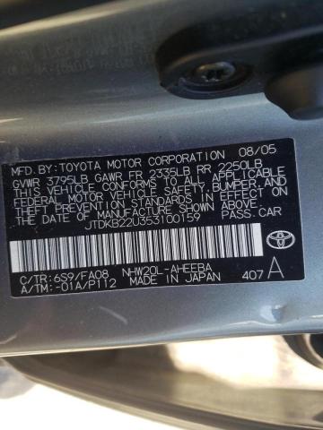 Photo 10 from auction – 2005 TOYOTA PRIUS with VIN JTDKB22U353100159