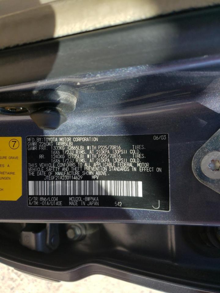 Photo 10 from auction – 2003 TOYOTA HIGHLANDER with VIN JTEGF21A230114629