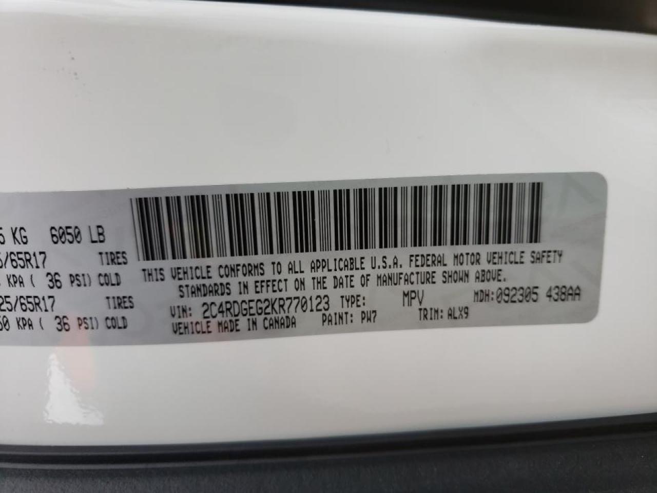 صورة رقم 10 من المزاد - 2019 DODGE GRAND CARA مع VIN 2C4RDGEG2KR770123
