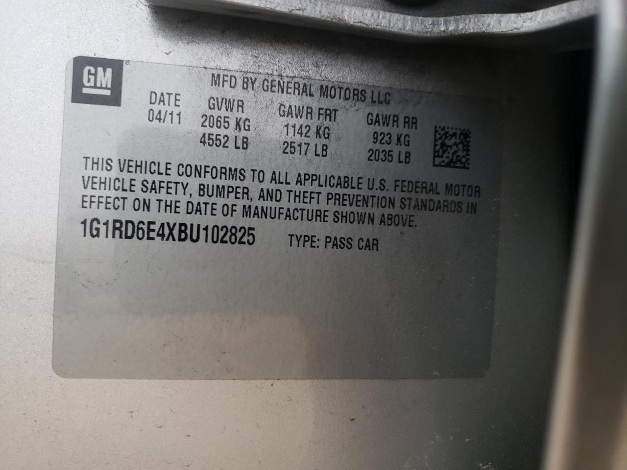 Photo 10 from auction – 2011 CHEVROLET VOLT with VIN 1G1RD6E4XBU102825