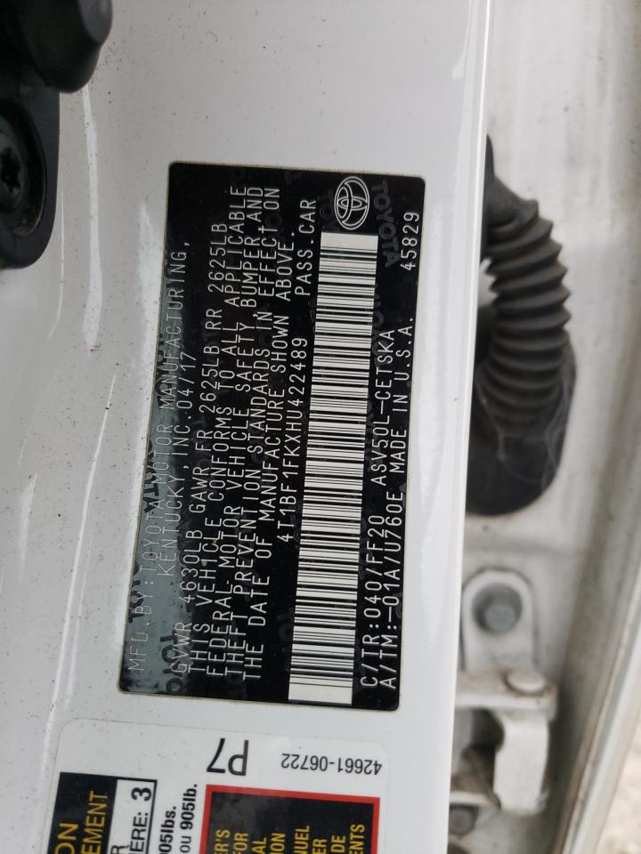 Photo 10 from auction – 2017 TOYOTA CAMRY LE with VIN 4T1BF1FKXHU422489