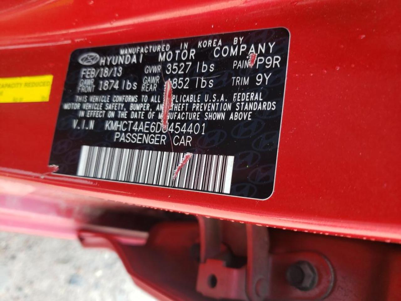 Photo 10 from auction – 2013 HYUNDAI ACCENT GLS with VIN KMHCT4AE6DU454401