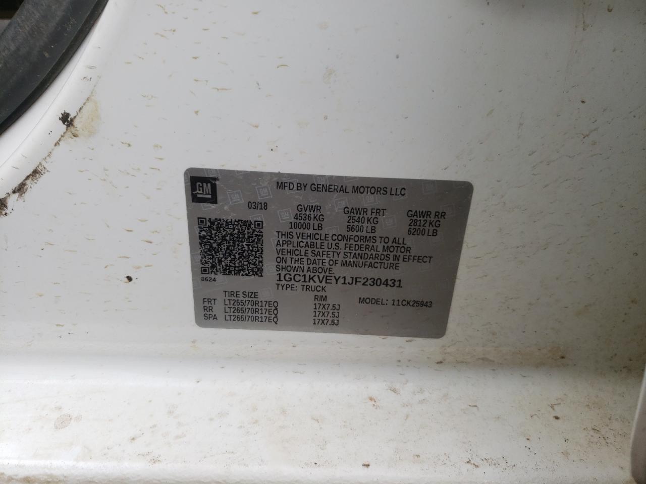 Photo 10 from auction – 2018 CHEVROLET SILVERADO with VIN 1GC1KVEY1JF230431