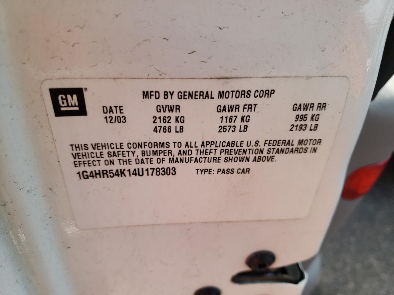 Photo 10 from auction – 2004 BUICK LESABRE LI with VIN 1G4HR54K14U178303