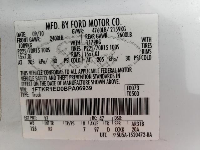 Photo 10 from auction – 2011 FORD RANGER SUP with VIN 1FTKR1ED0BPA06939