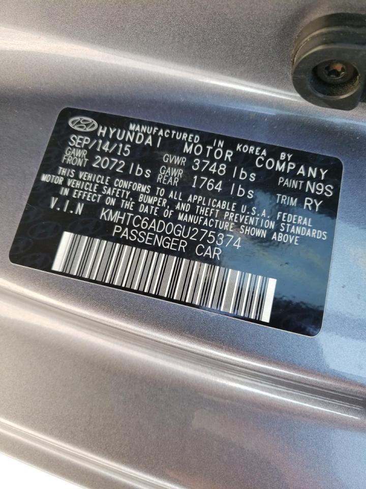 Photo 10 from auction – 2016 HYUNDAI VELOSTER with VIN KMHTC6AD0GU275374