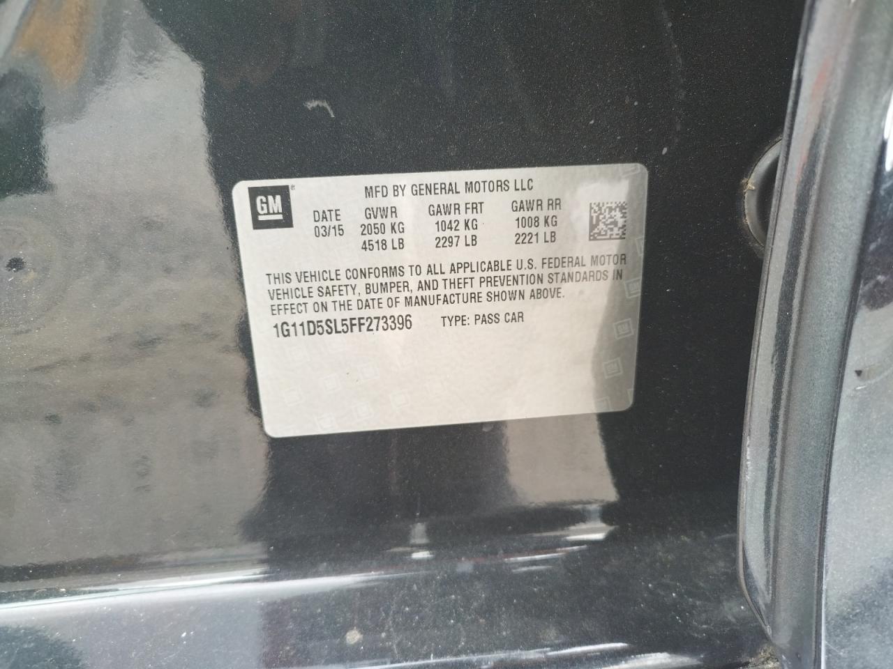 Photo 10 from auction – 2015 CHEVROLET MALIBU 2LT with VIN 1G11D5SL5FF273396