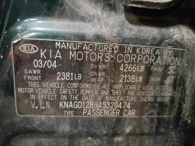 Photo 10 from auction – 2004 KIA OPTIMA LX with VIN KNAGD128945329474