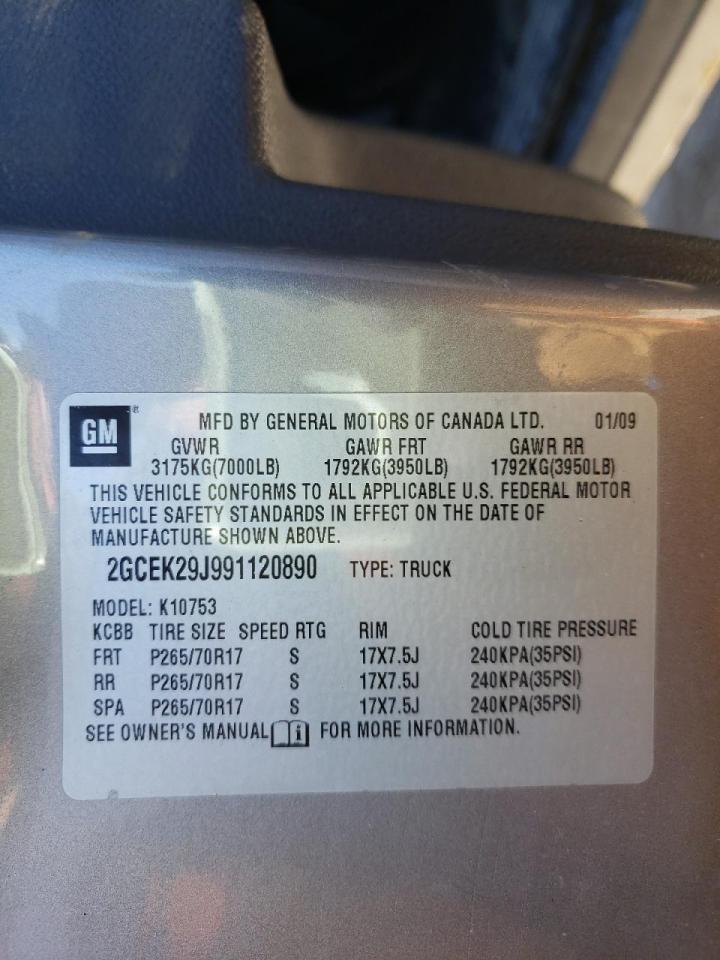 Photo 10 from auction – 2009 CHEVROLET SILVERADO with VIN 2GCEK29J991120890
