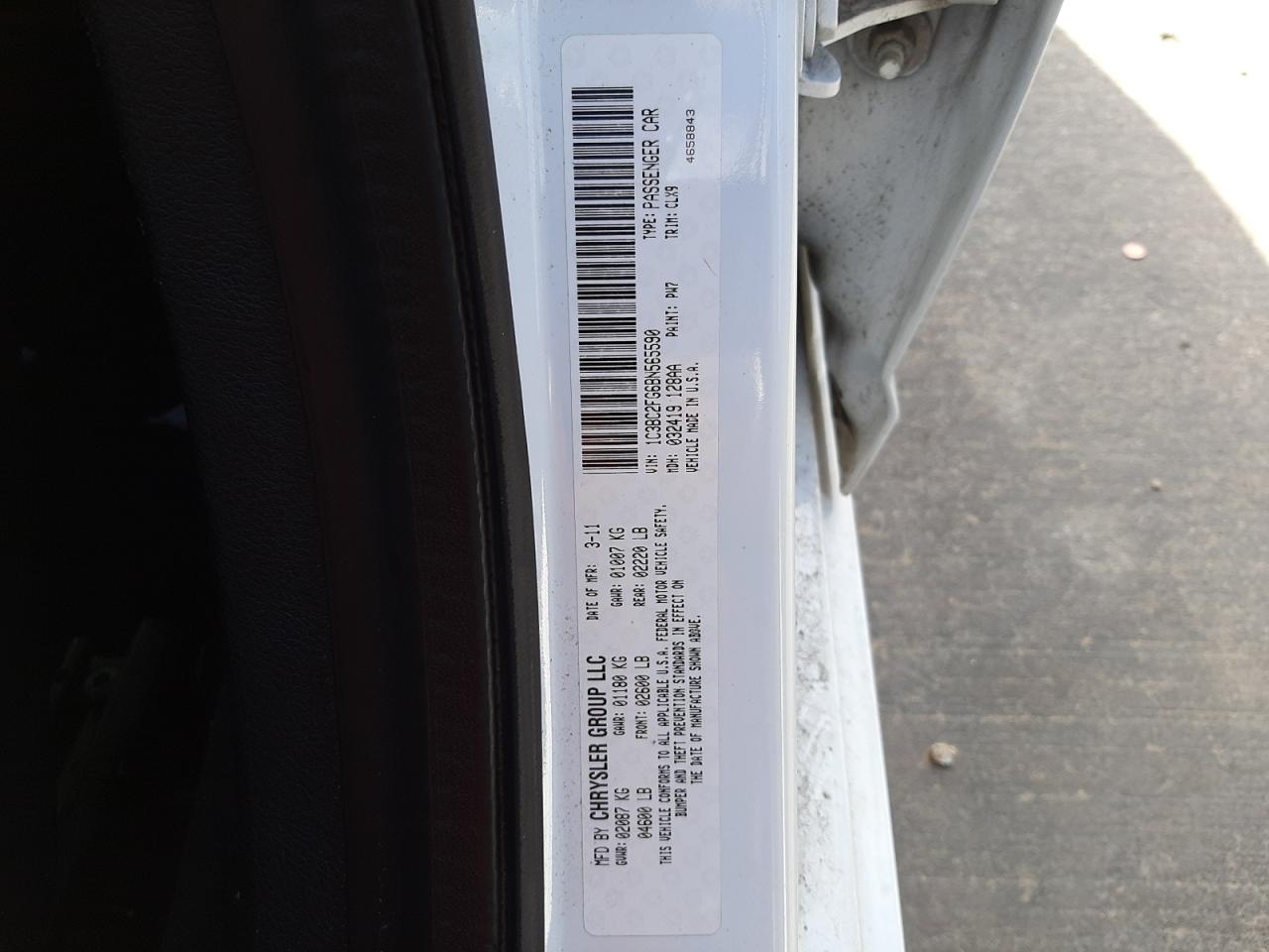 Photo 10 from auction – 2011 CHRYSLER 200 LIMITE with VIN 1C3BC2FG6BN565590