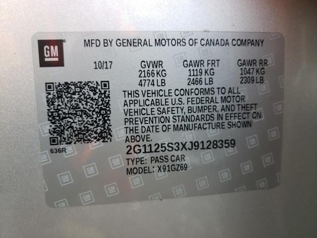 Photo 10 from auction – 2018 CHEVROLET IMPALA PRE with VIN 2G1125S3XJ9128359