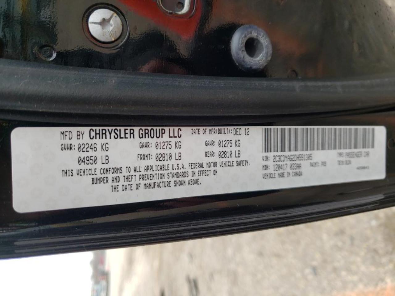 Photo 10 from auction – 2013 DODGE CHALLENGER with VIN 2C3CDYAG2DH591305