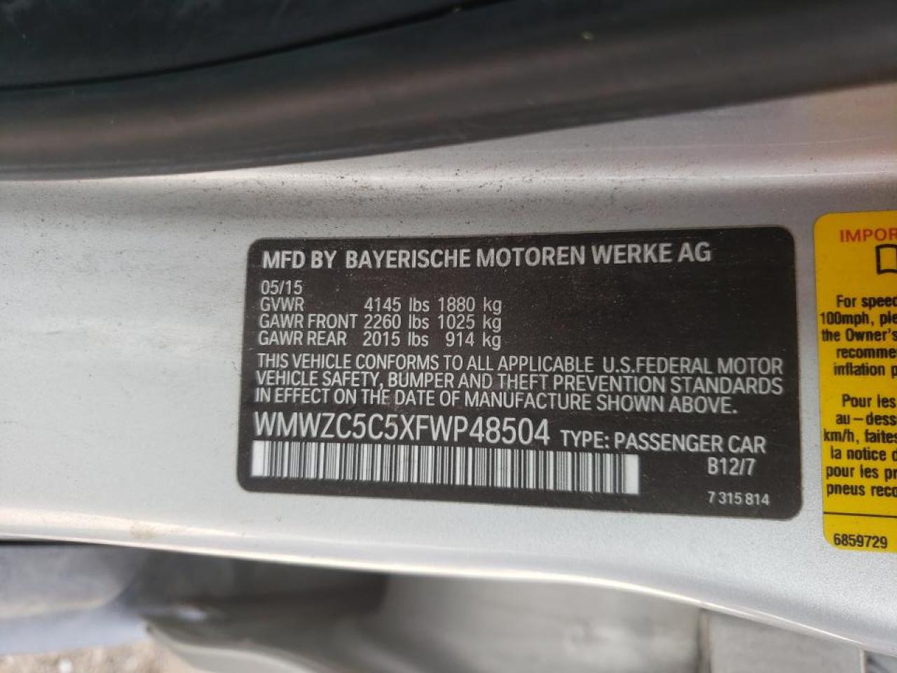 Photo 10 from auction – 2015 MINI COOPER S C with VIN WMWZC5C5XFWP48504