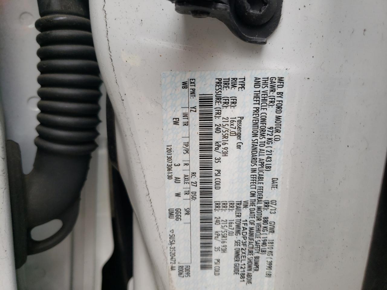 Photo 10 from auction – 2014 FORD FOCUS SE with VIN 1FADP3F2XEL121881