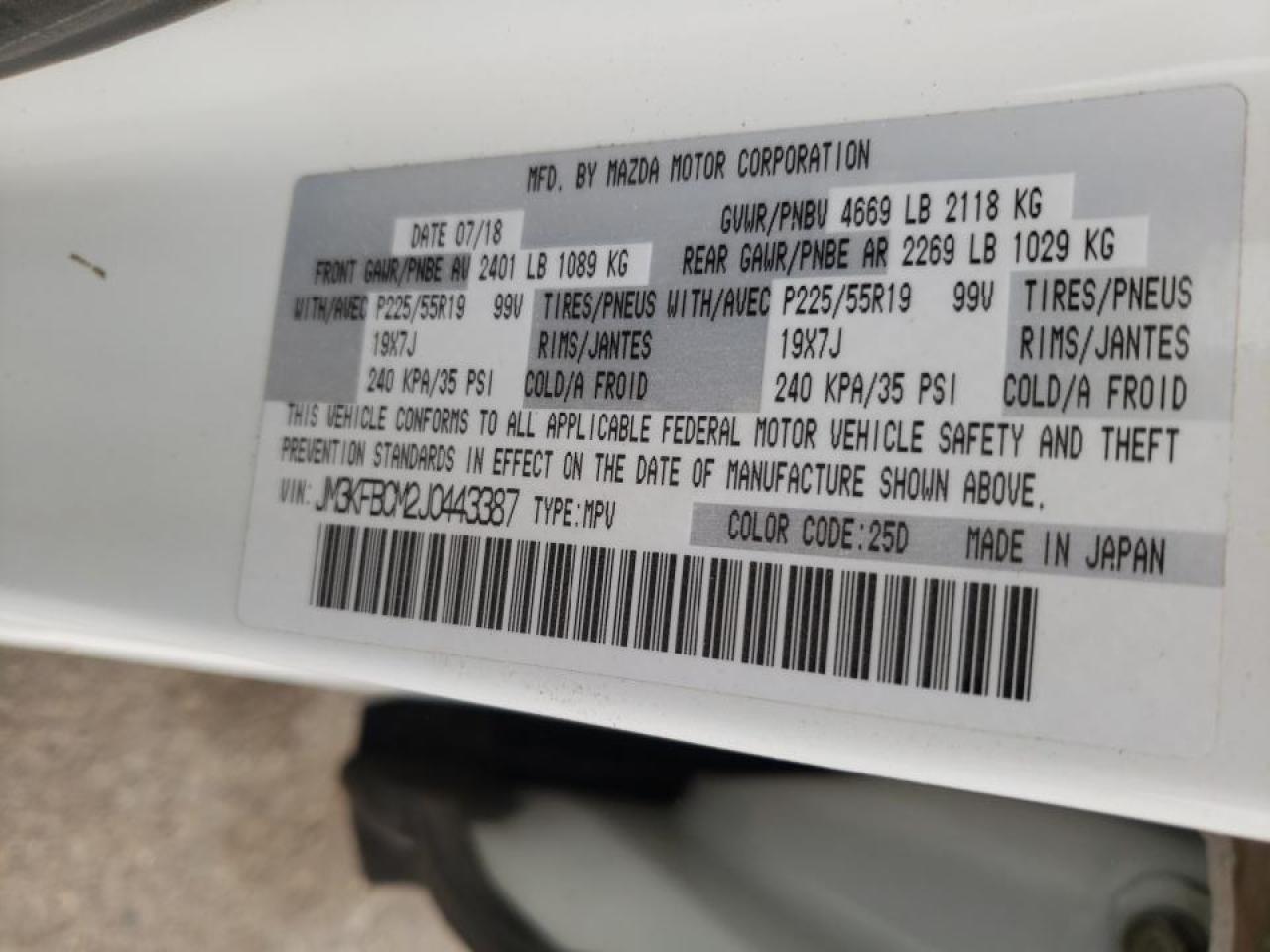 Photo 10 from auction – 2018 MAZDA CX-5 TOURI with VIN JM3KFBCM2J0443387