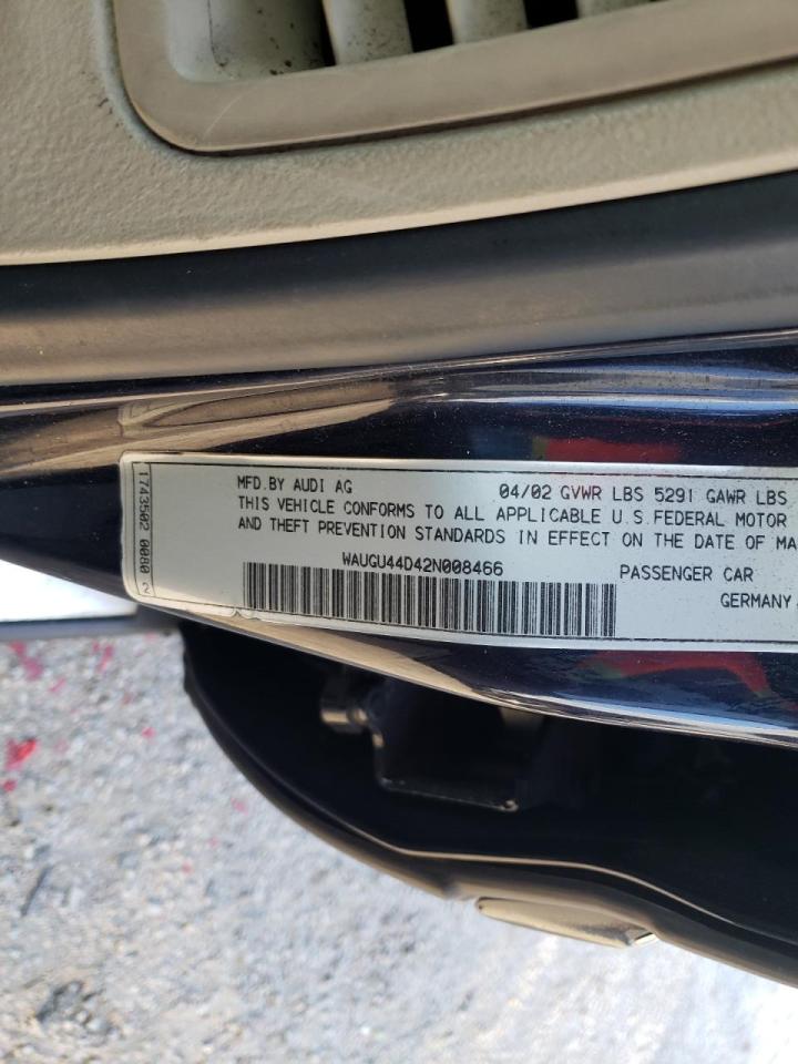 Photo 10 from auction – 2002 AUDI S8 QUATTRO with VIN WAUGU44D42N008466