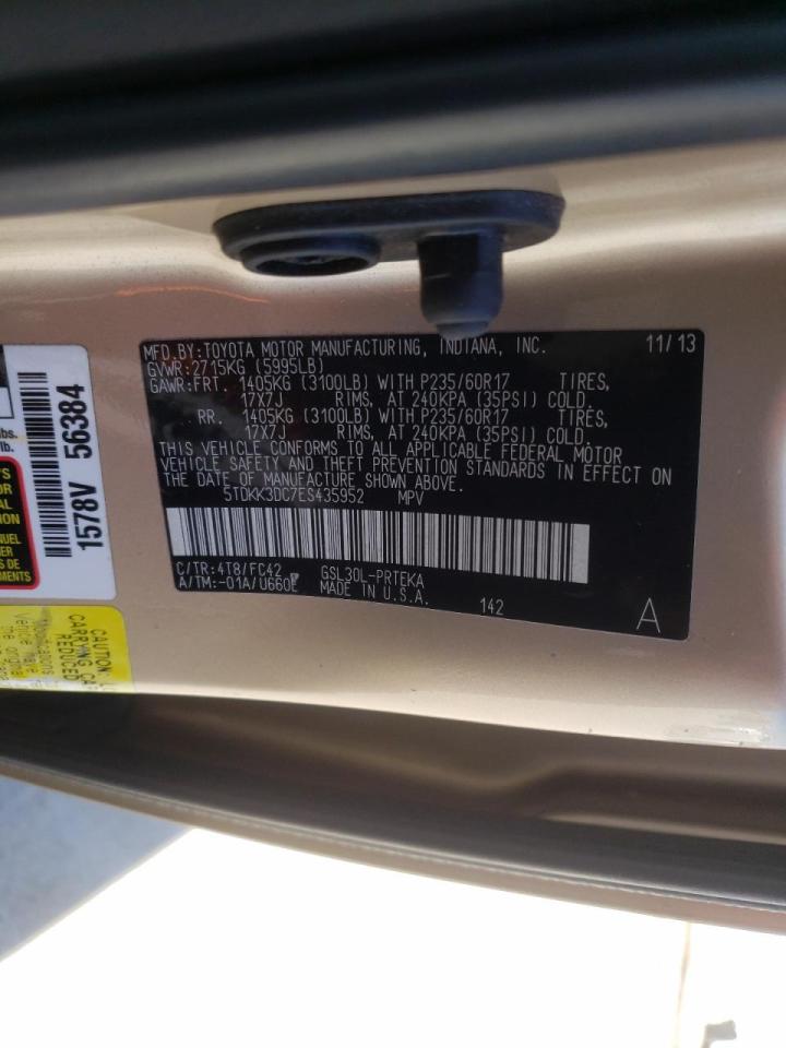 Photo 10 from auction – 2014 TOYOTA SIENNA LE with VIN 5TDKK3DC7ES435952