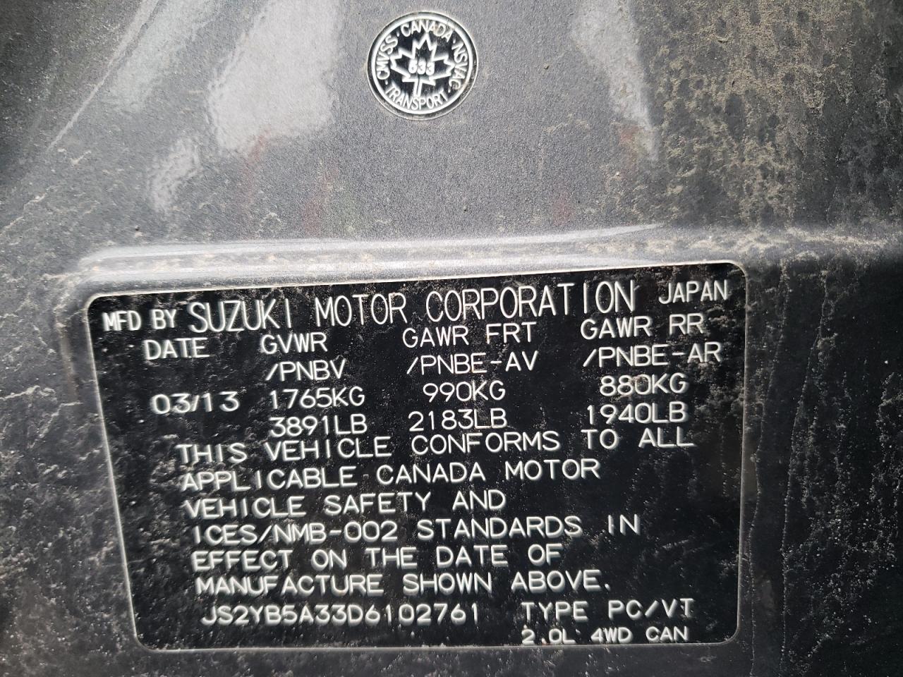 Photo 10 from auction – 2013 SUZUKI SX4 with VIN JS2YB5A33D6102761